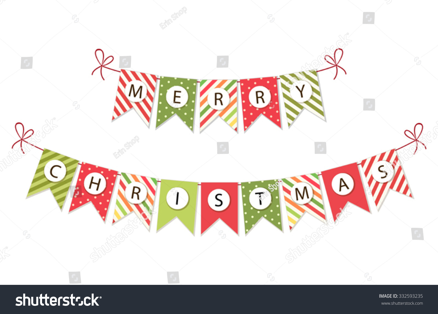 Festive Bunting Flags With Letters Merry Christmas In Traditional ...