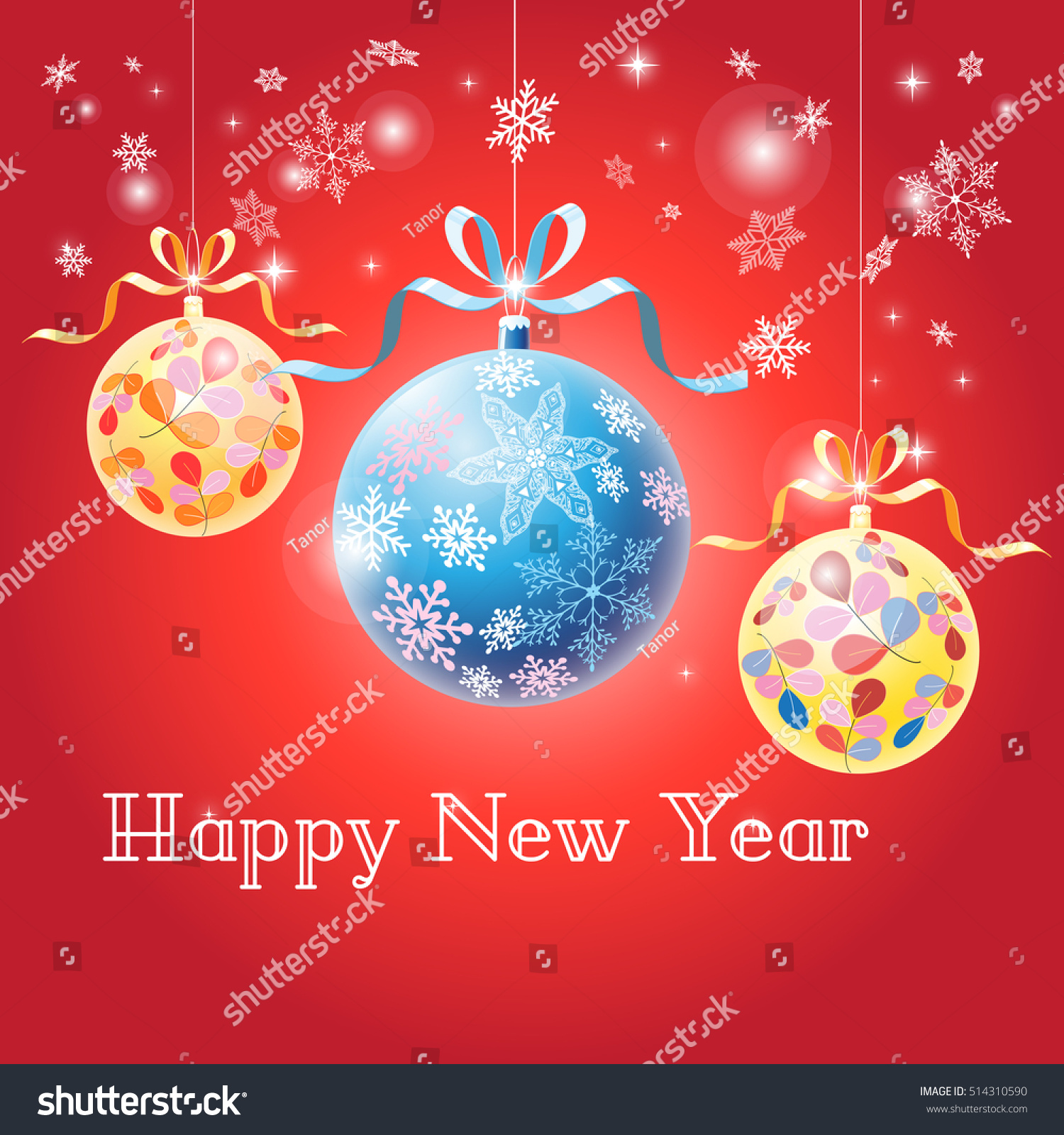 Festive Christmas card with Christmas balls on a red background