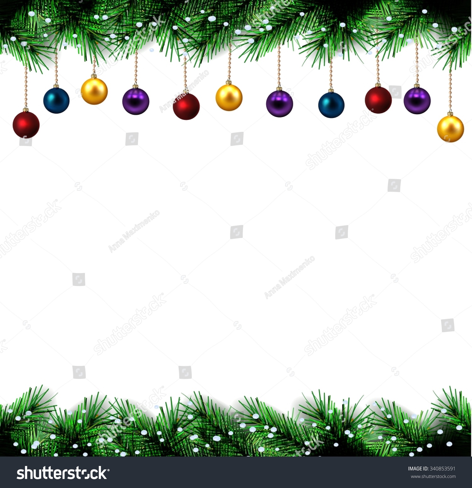 Festive Christmas Tree Vector Border Stock Vector 340853591 - Shutterstock