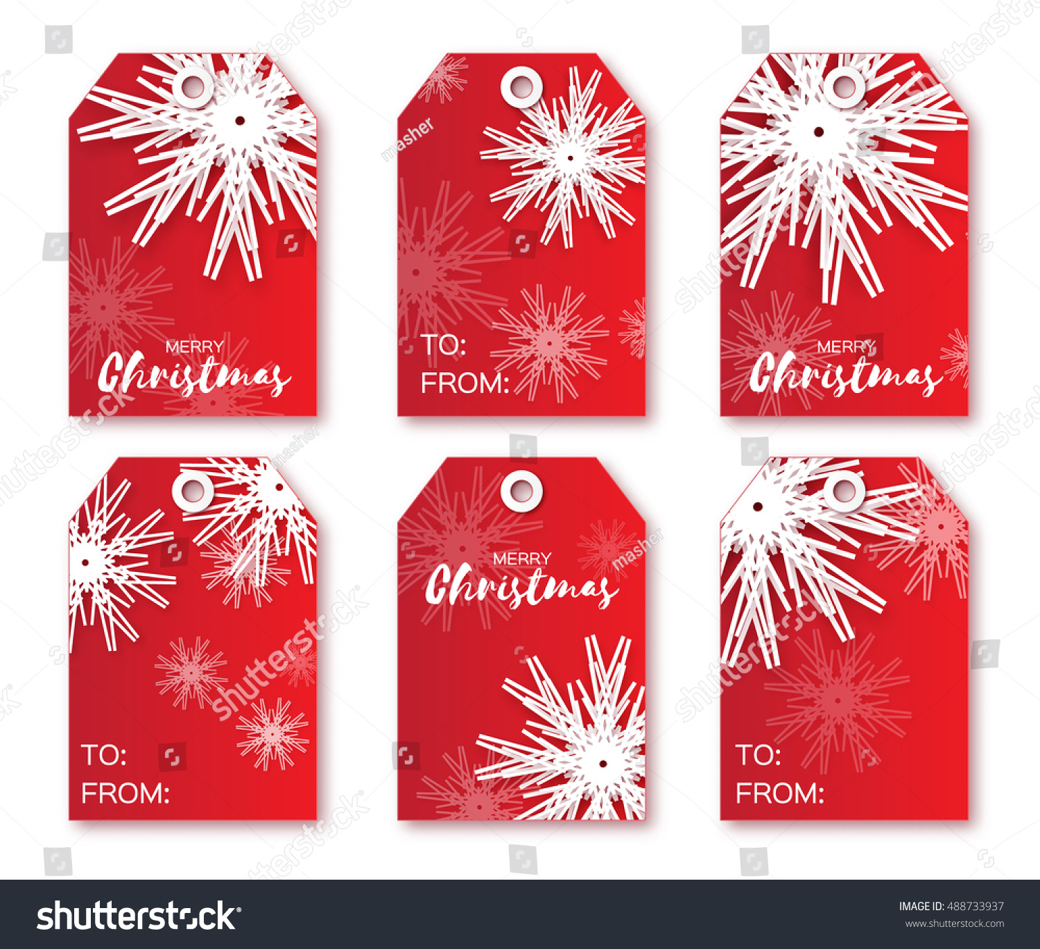 Festive Collection Red Christmas Labels Readytouse Stock Vector