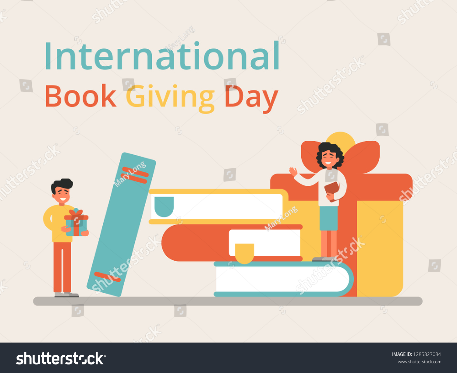 Festive Concept International Book Giving Day Stock Vector (Royalty