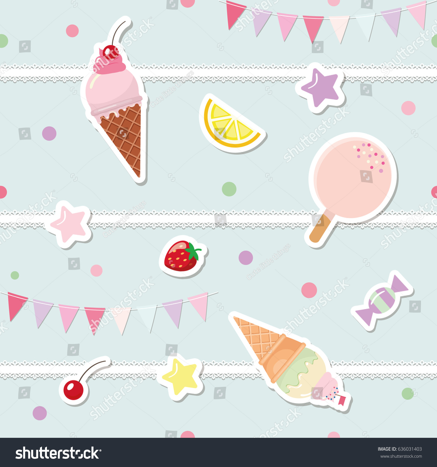 Festive Seamless Pattern Sweets Bunting Flags Stock Vector Royalty