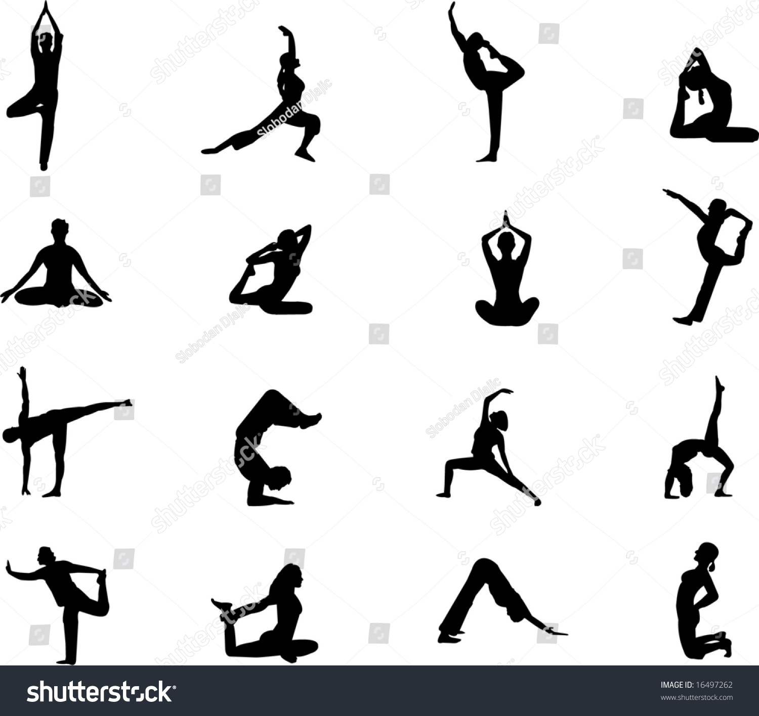 8eme exercise english Silhouettes Shutterstock Yoga Stock Few More 16497262 Vector