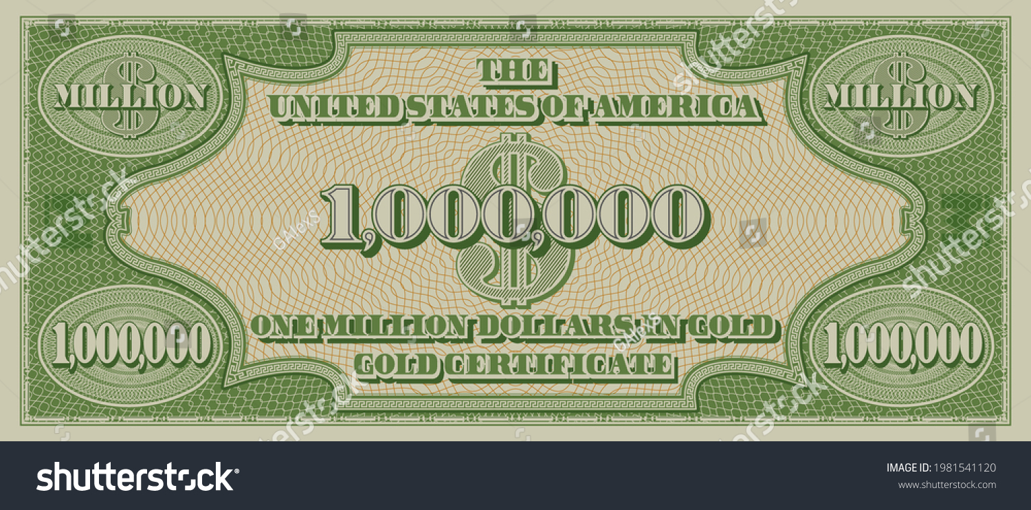SVG of Fictional reverse of a gold certificate with a face value of 1,000,000 dollars. US paper money one million. Part two svg