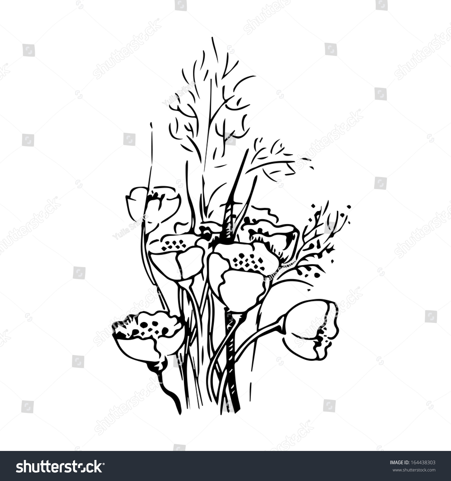 Field Flowers Sketch Stock Vector Royalty Free 164438303