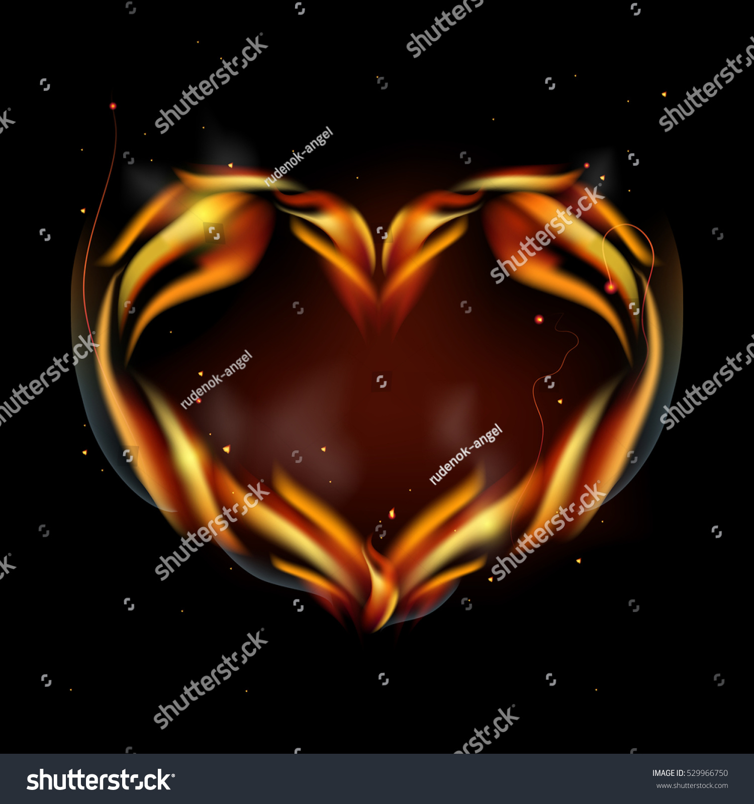 Fiery Heart Vector Stock Vector (Royalty Free) 529966750