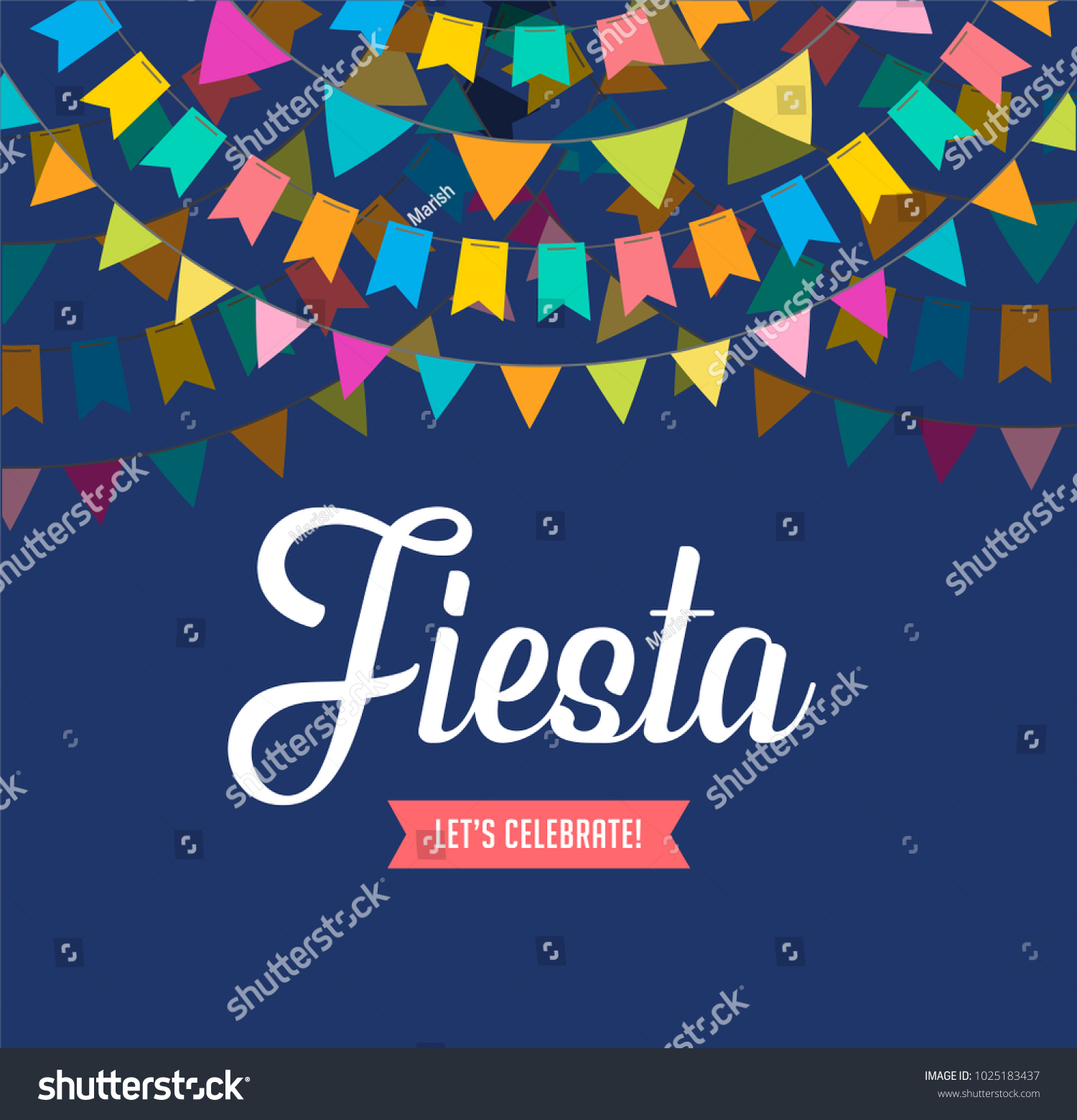 Fiesta Poster Design Flags Decorations Promotion Stock Vector (Royalty