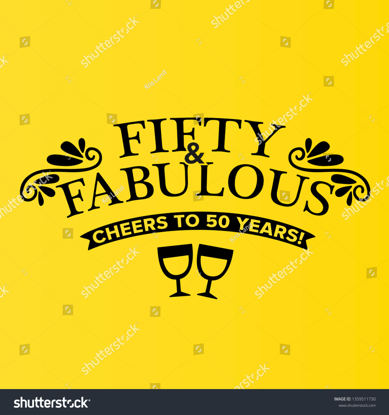 SVG of Fifty and fabulous - 50th birthday greeting card, banner for social network and invitation. Strike a Pose photoshooting with props on sticks. Vector template. svg