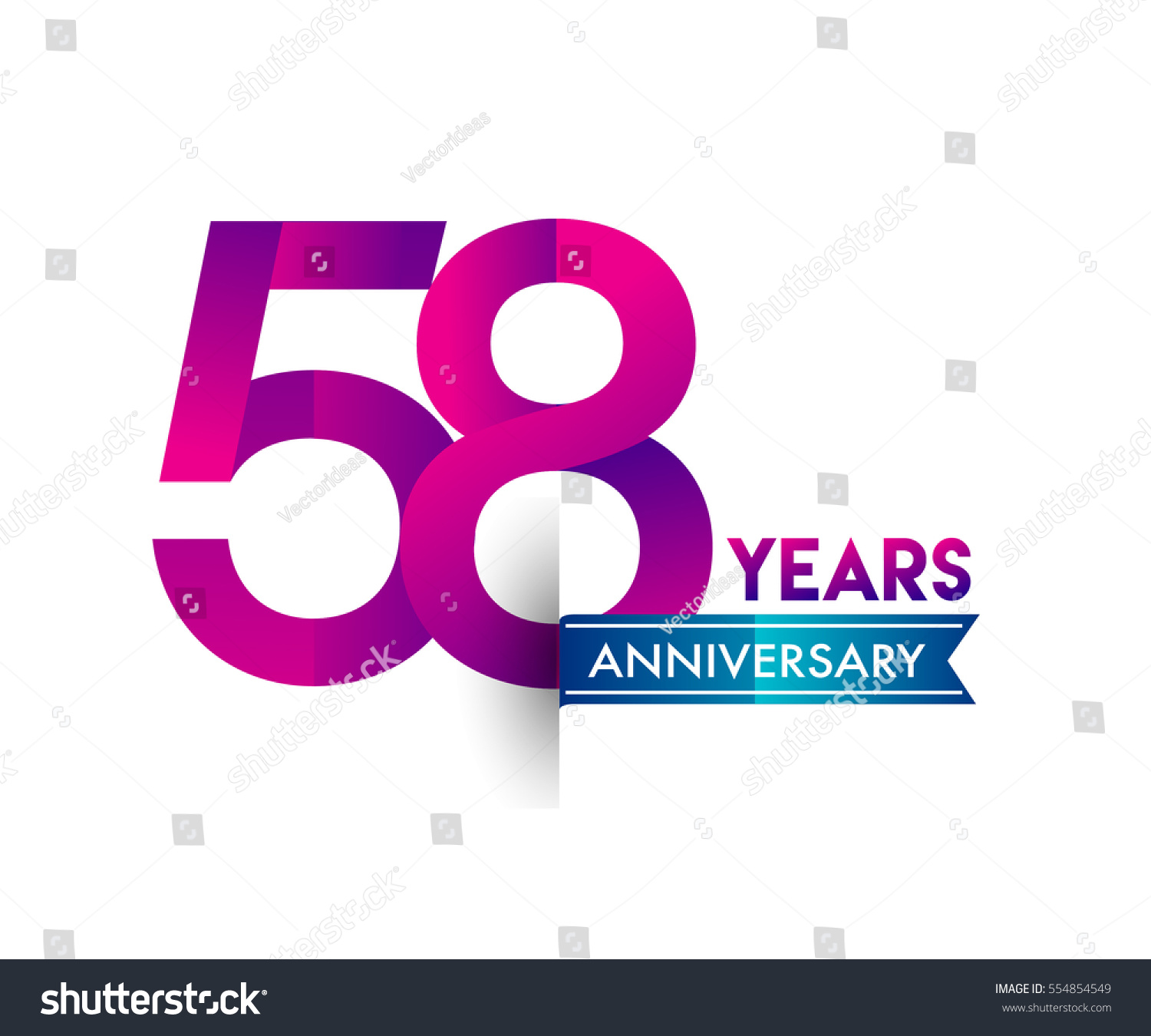 Fifty Eight Years Anniversary Celebration Logotype Stock Vector ...