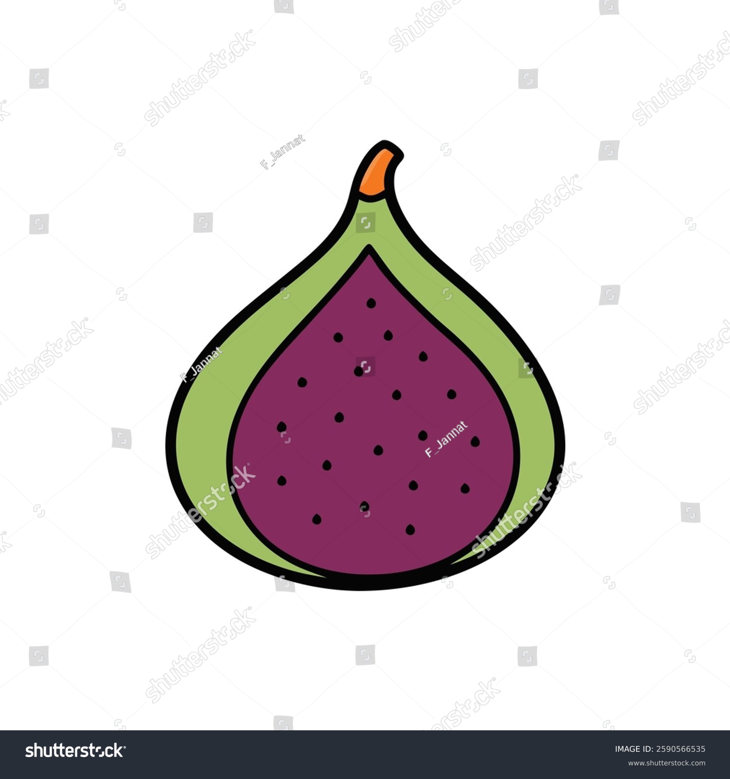 fig fruit green purple black outline clip art preview