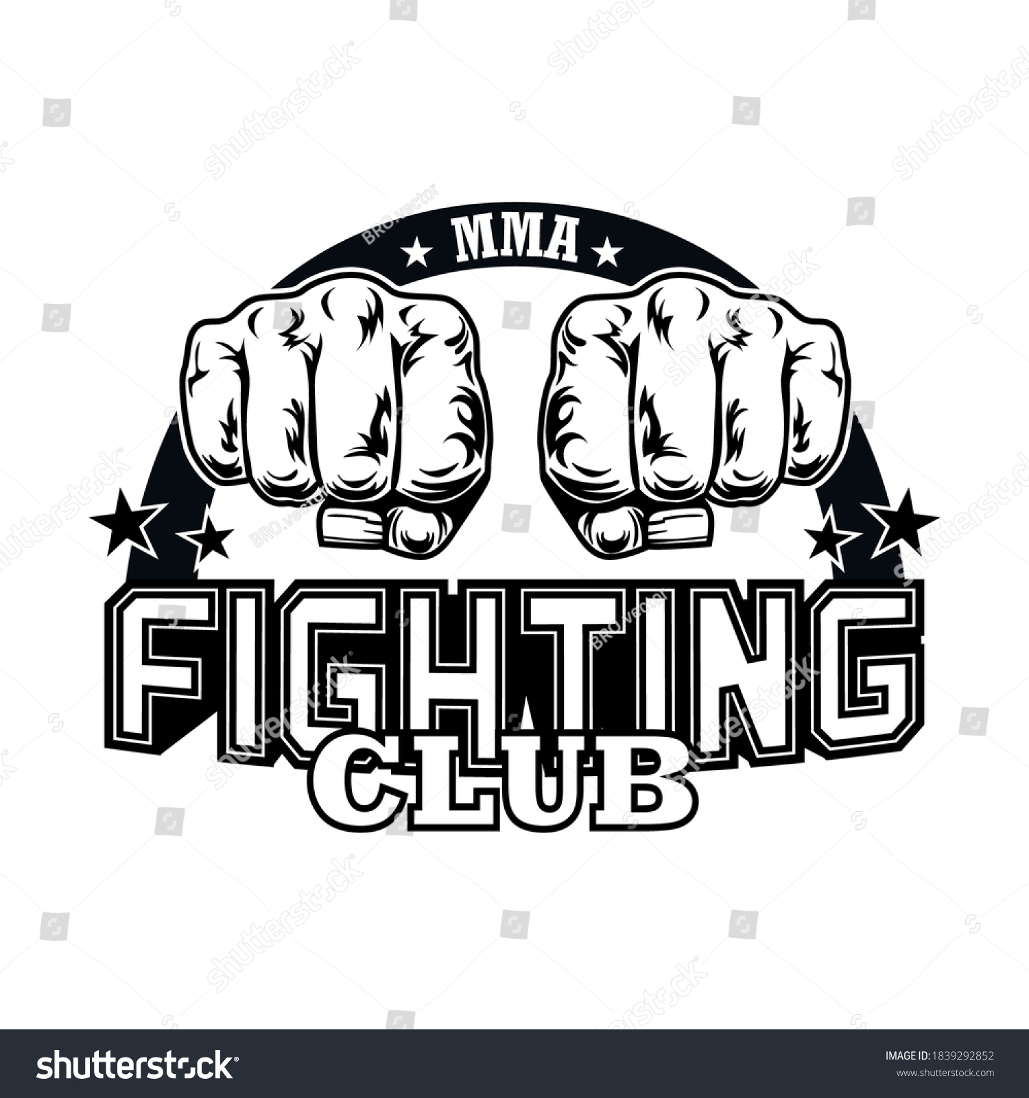 Fight Club Label Two Fists Boxing Stock Vector (Royalty Free ...