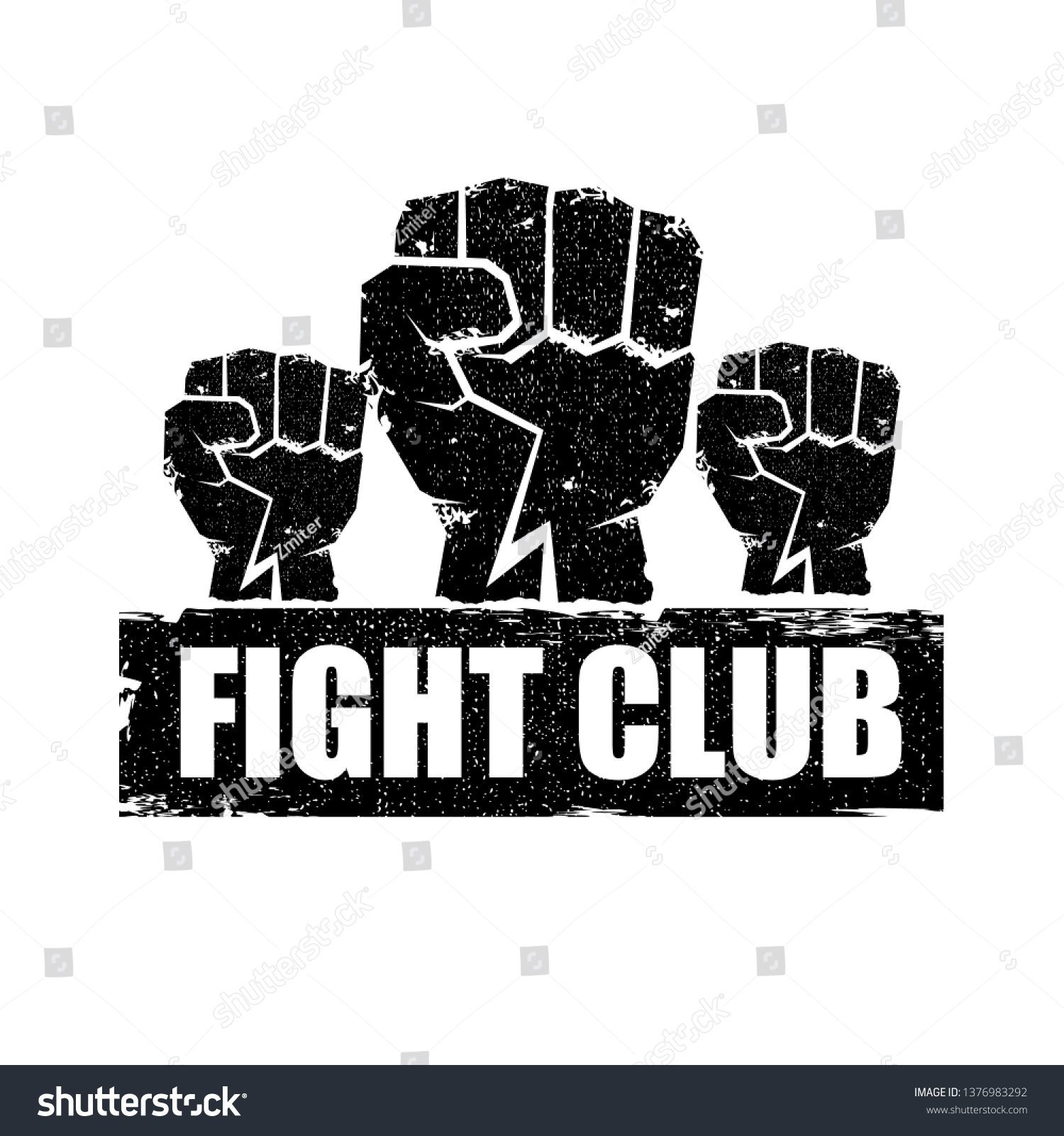 Fight Club Vector Logo Grunge Black Stock Vector (Royalty Free) 1376983292