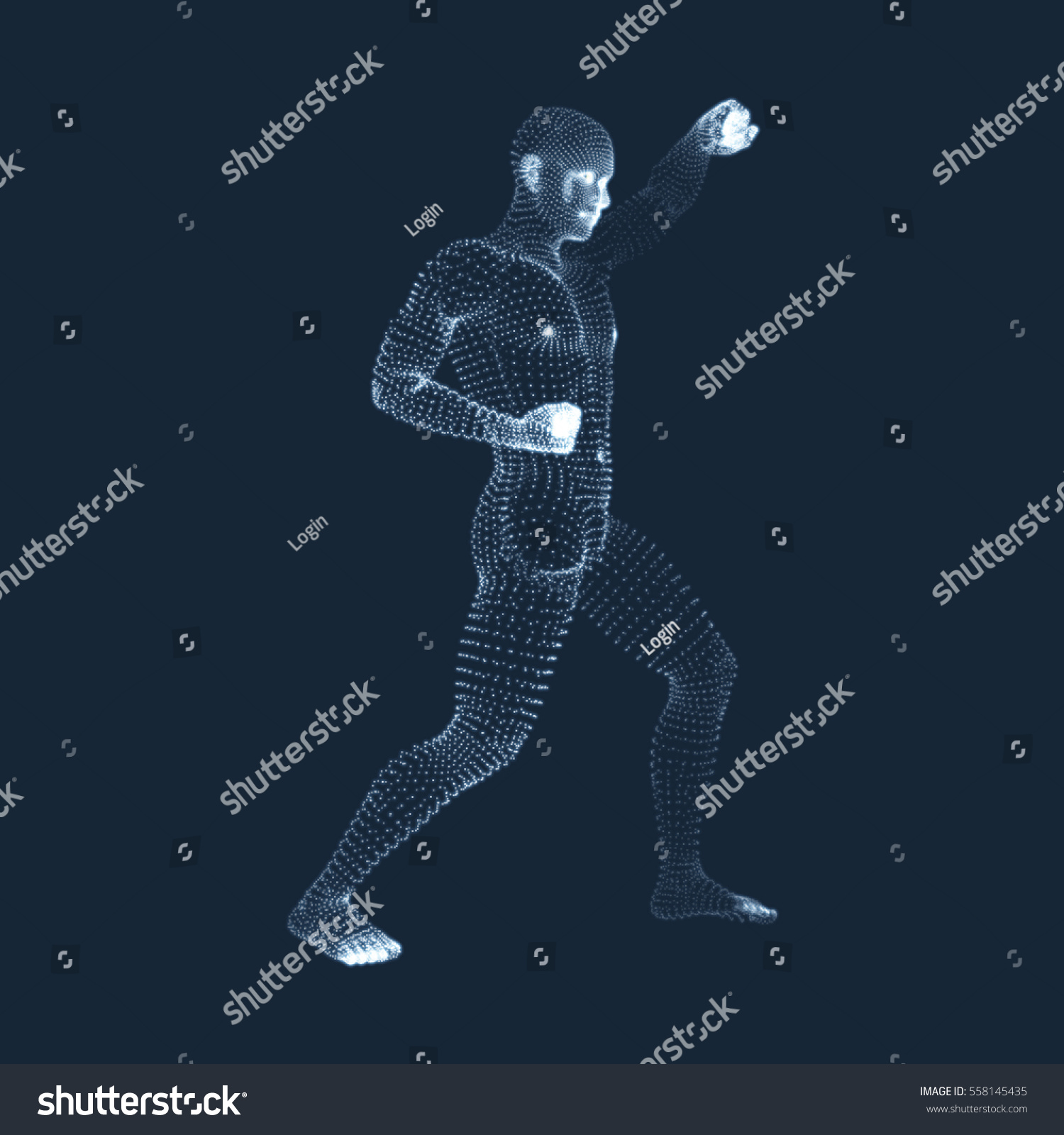 Fighting Man 3d Model Man Human Stock Vector (Royalty Free) 558145435 ...