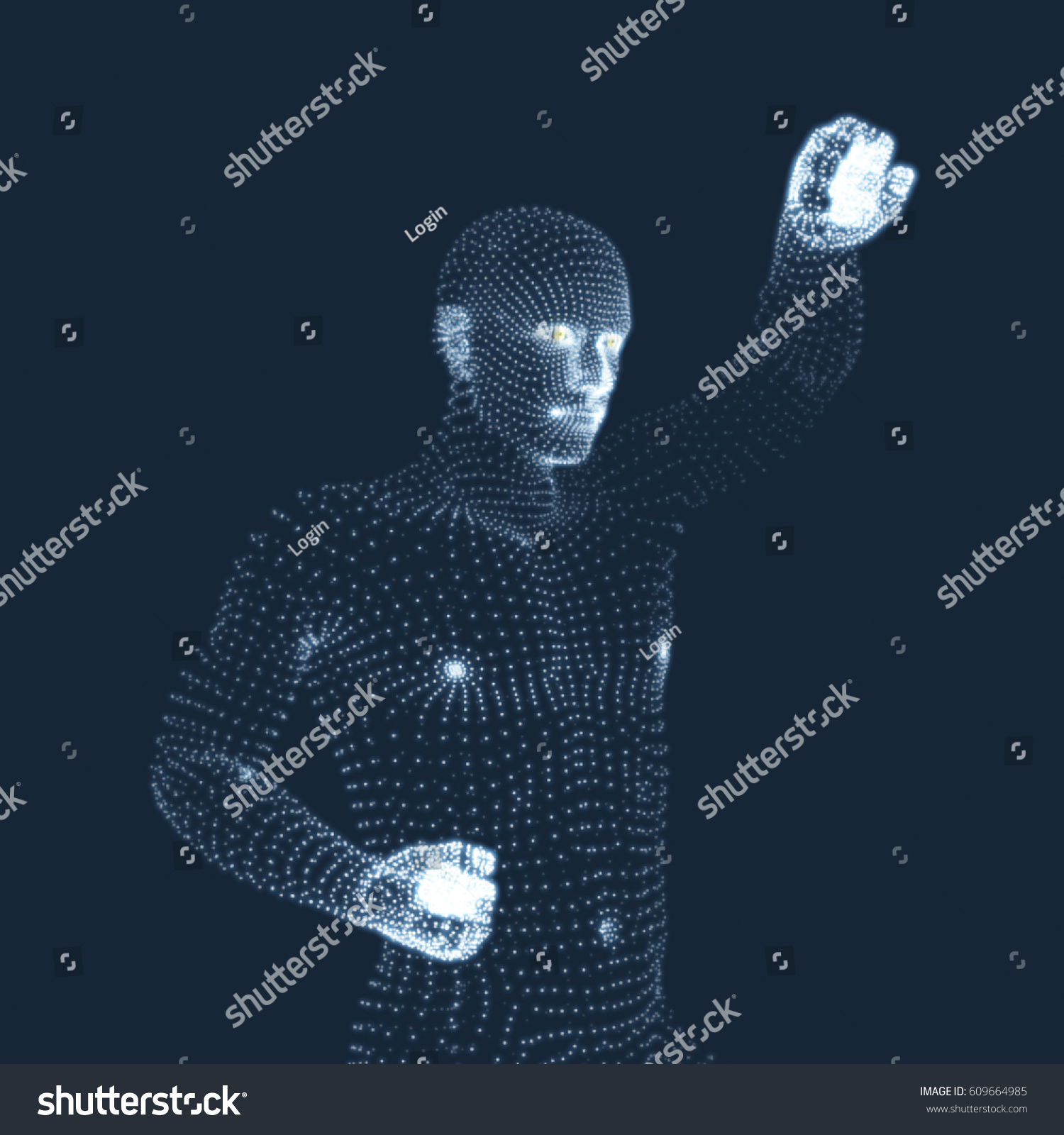 Fighting Man 3d Model Man Human Stock Vector (royalty Free) 609664985 