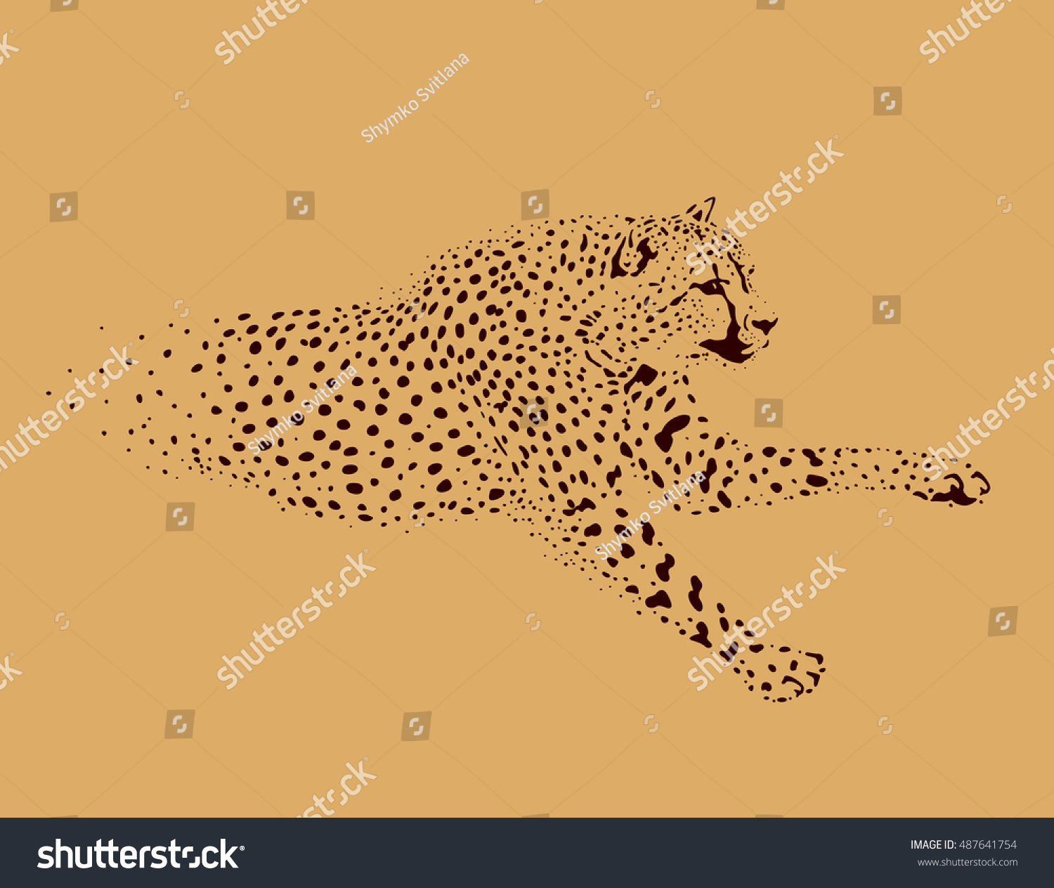 Figure Running Leopard On Beige Background Stock Vector (Royalty Free ...