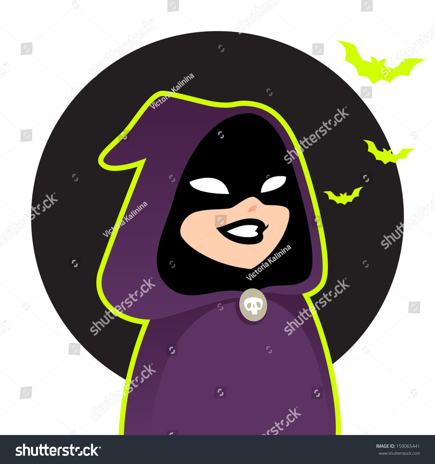 Figure Wearing Purple Hood Halloween Cartoon Stock Vector Royalty Free 159065441