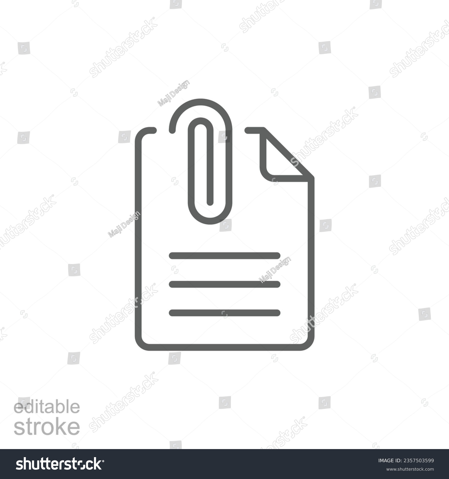 SVG of File attachment icon. Simple outline style. Paper clip, attach document, fastener, upload attachments, office concept. Thin line symbol. Vector isolated on white background. Editable stroke SVG. svg