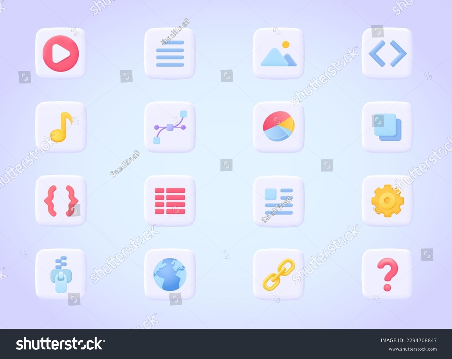 SVG of File type, document format icon set: avi, txt, mp3, png, zip, ai, html, pdf. Large file 3d vector icon collection for mobile or desktop application. Three dimensional vector colourful pictogram set.  svg