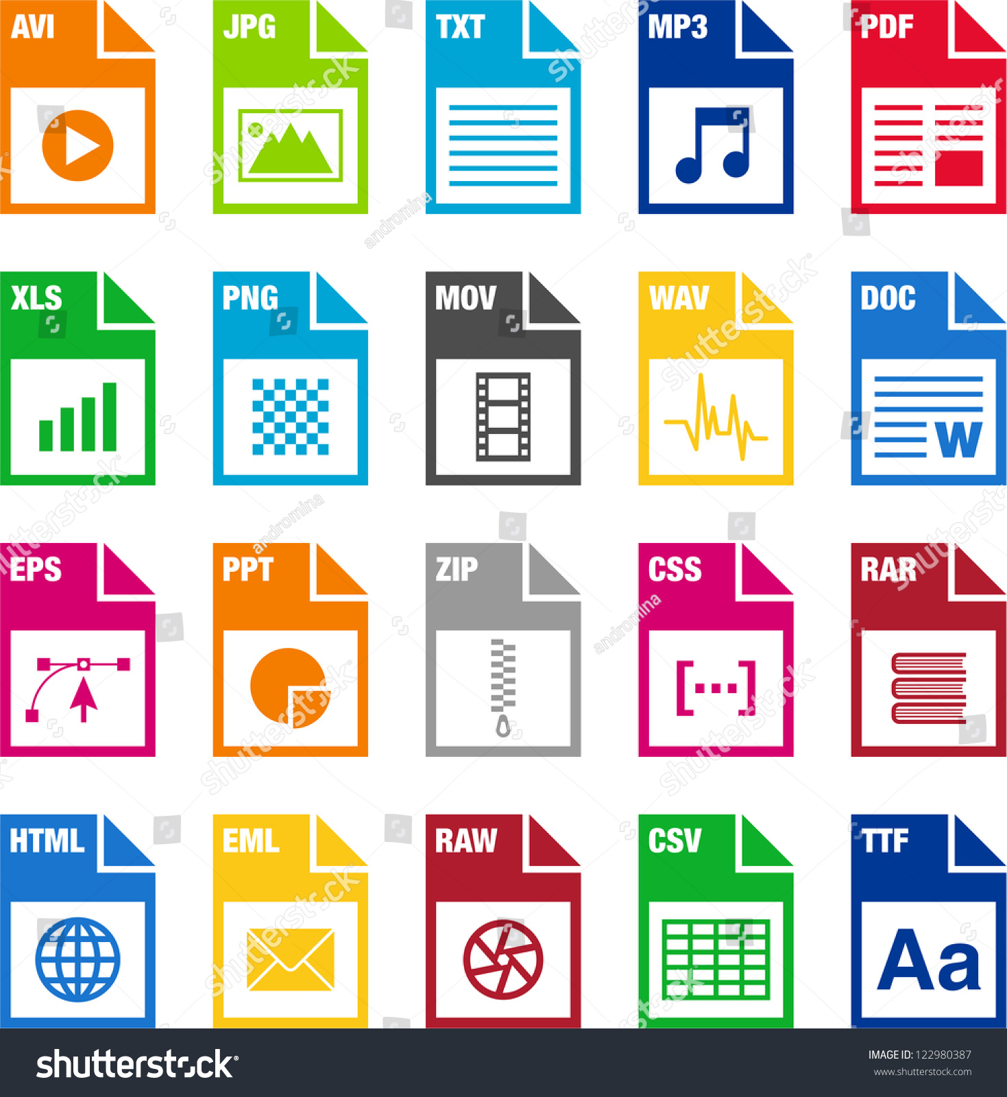  File  Types  Icons  Stock Vector 122980387 Shutterstock