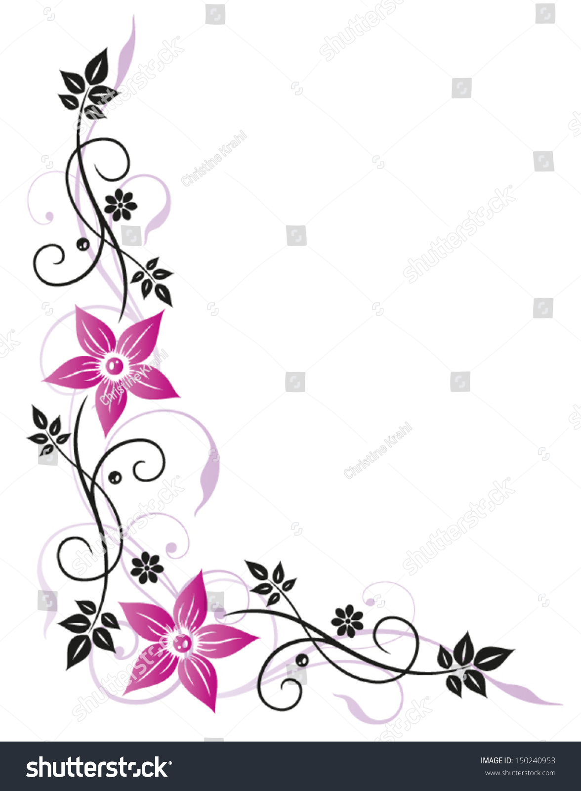 Filigree Colorful Flowers, Purple, Violet With Butterfly Stock Vector ...