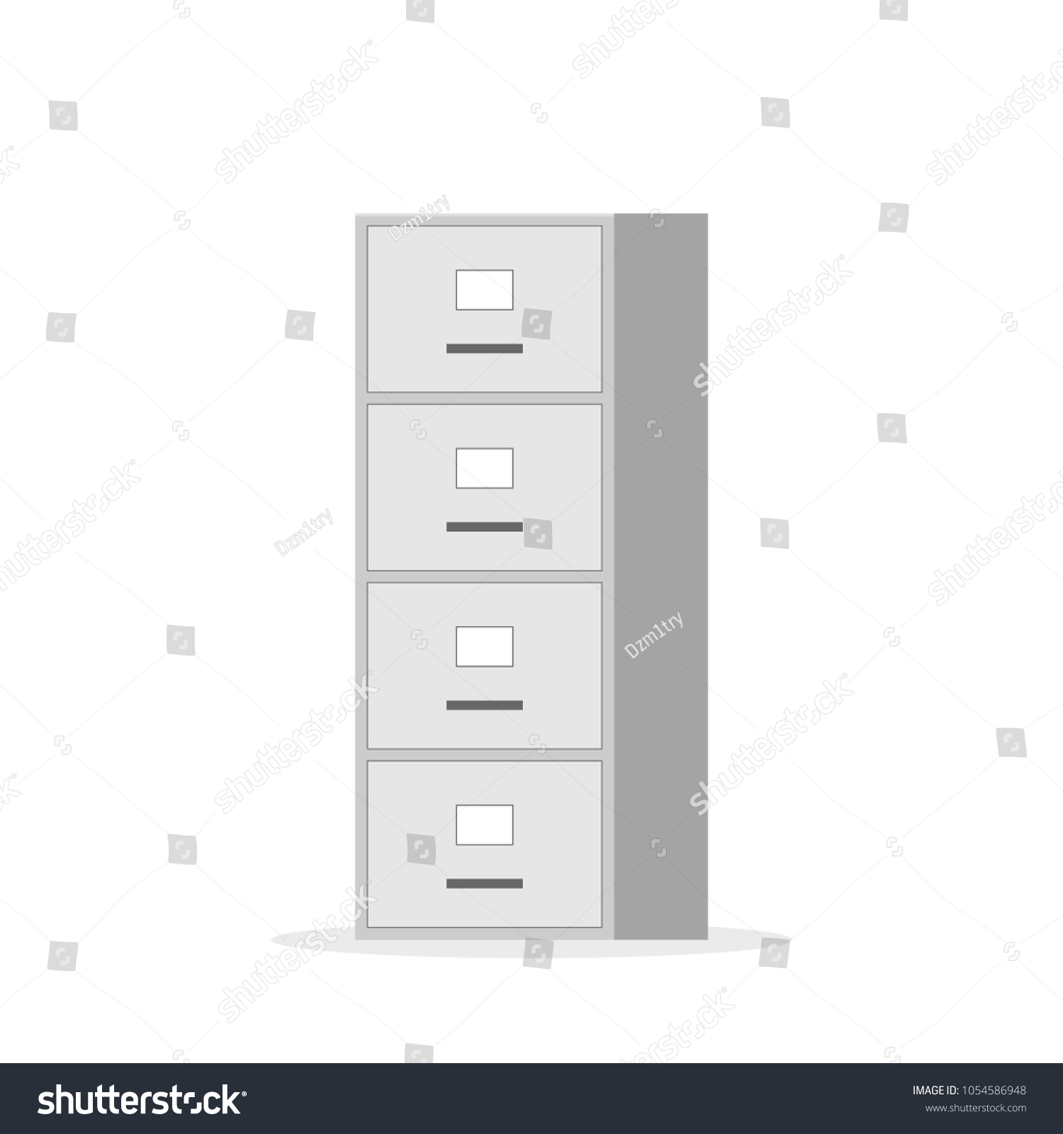 Filing Cabinet Four Drawer Vector Image Stock Vector Royalty Free 1054586948