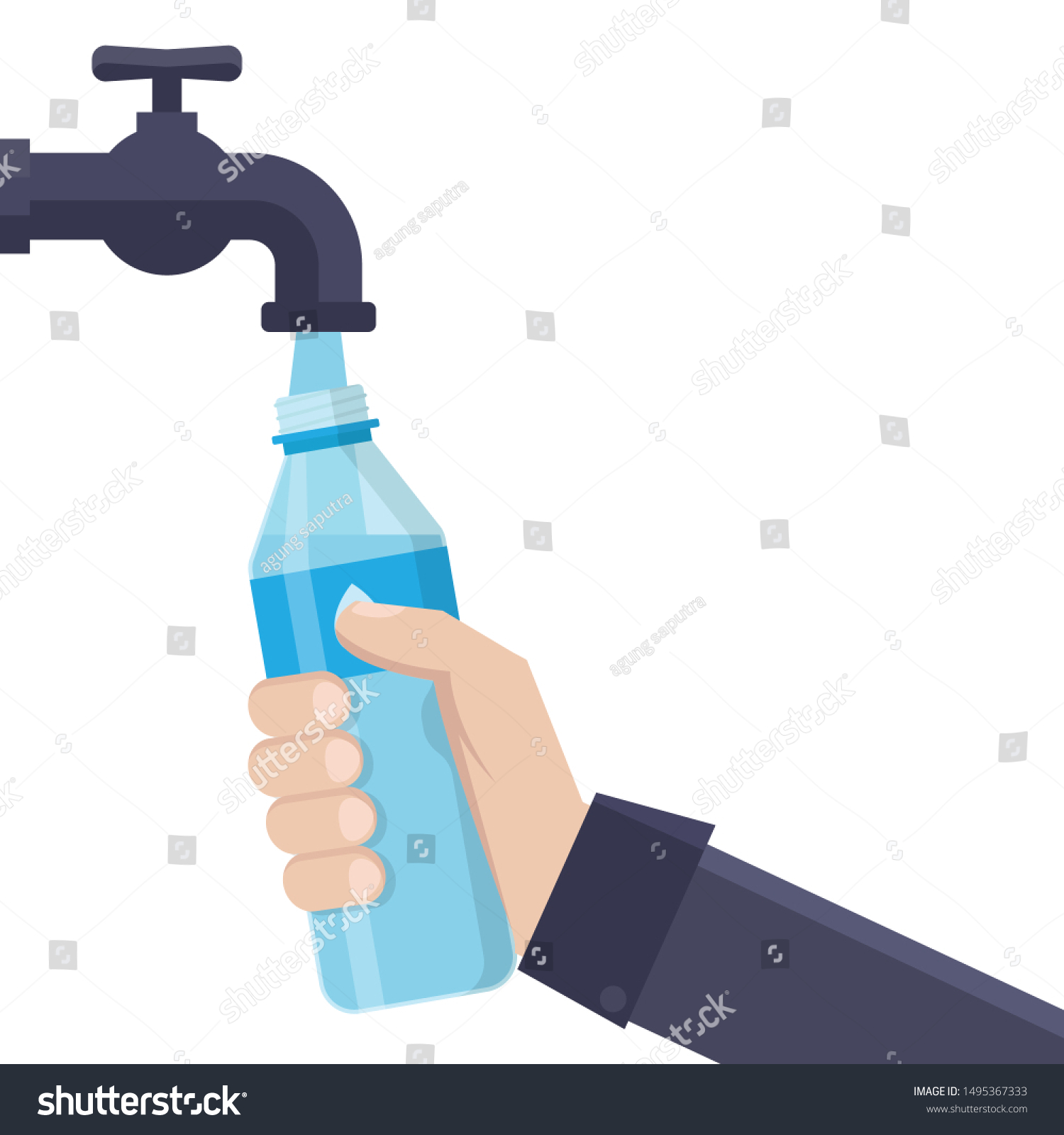 Fill Water Drink Bottle Through Faucet Stock Vector (Royalty Free