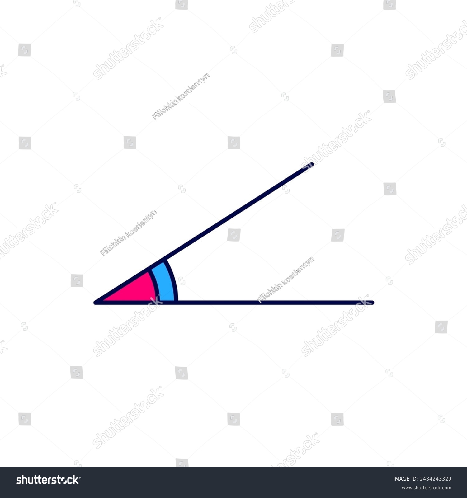 SVG of Filled outline Acute angle of 45 degrees icon isolated on white background.  Vector svg