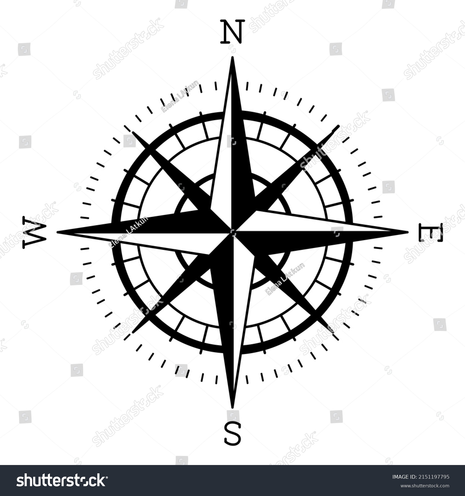 Filled Stroke Compass Directions High Quality Stock Vector (royalty 