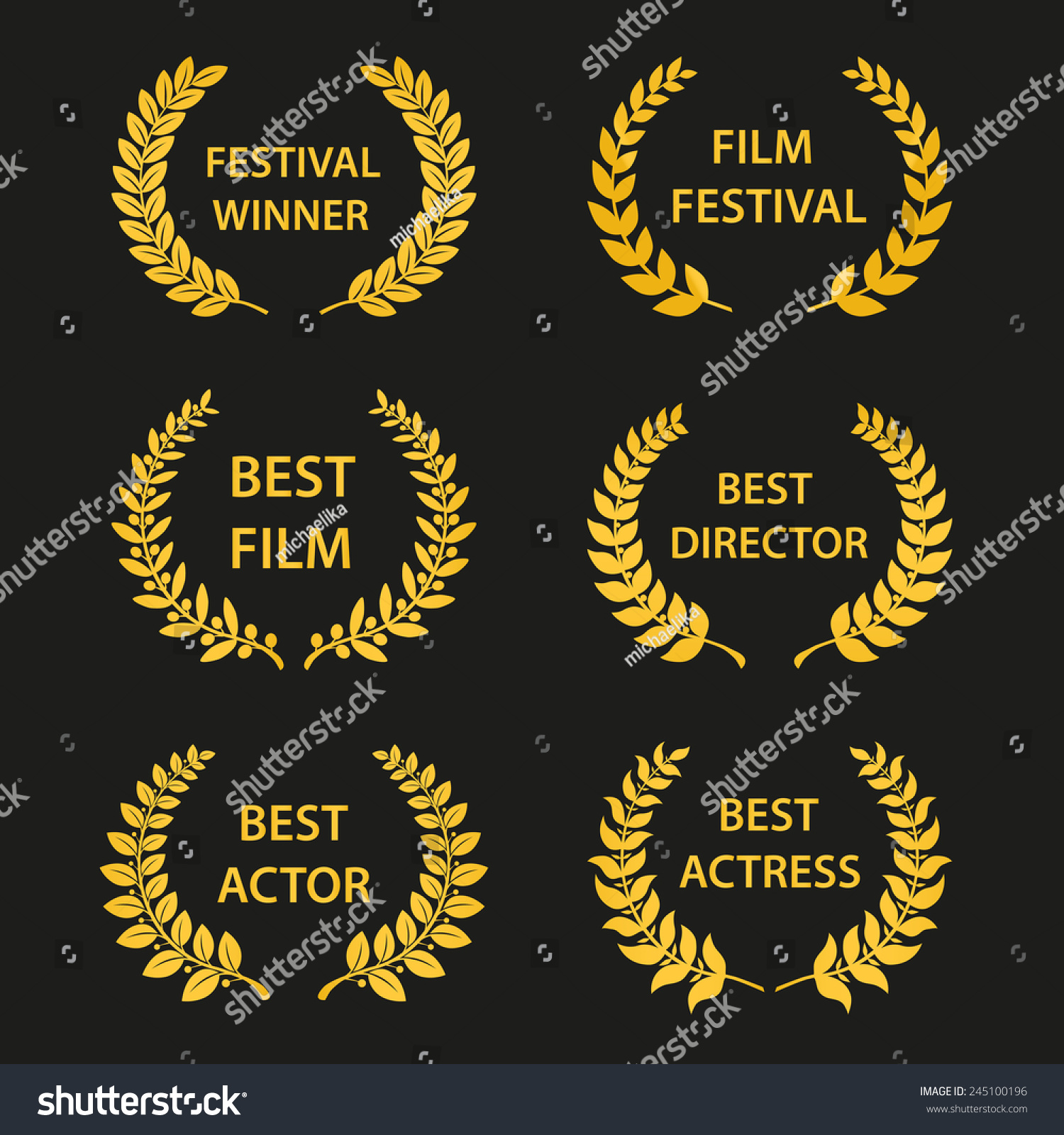 Film Awards Gold Award Wreaths On Stock Vector (Royalty Free) 245100196 ...