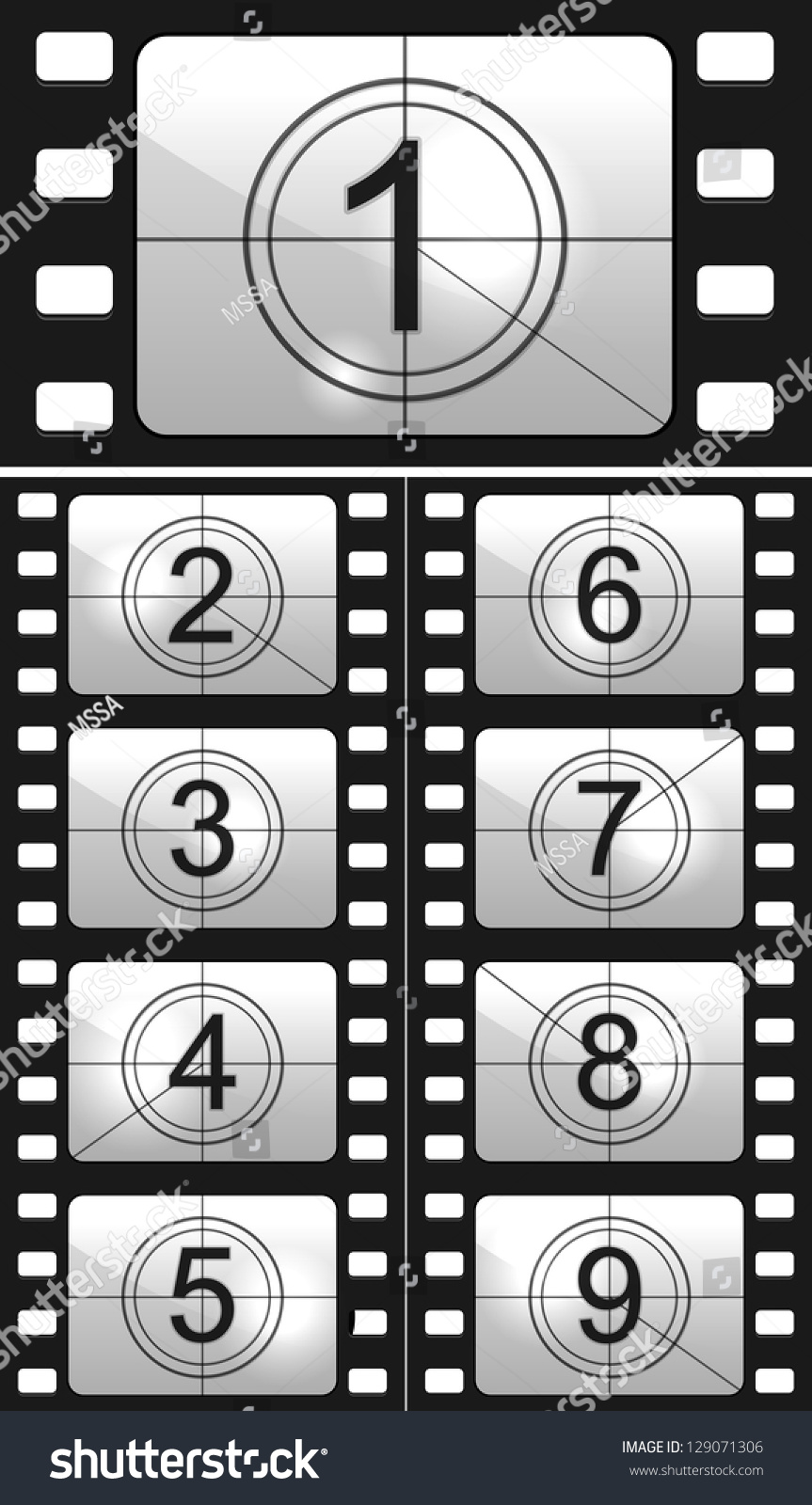 Film Countdown Numbers. Vector Illustration - 129071306 : Shutterstock