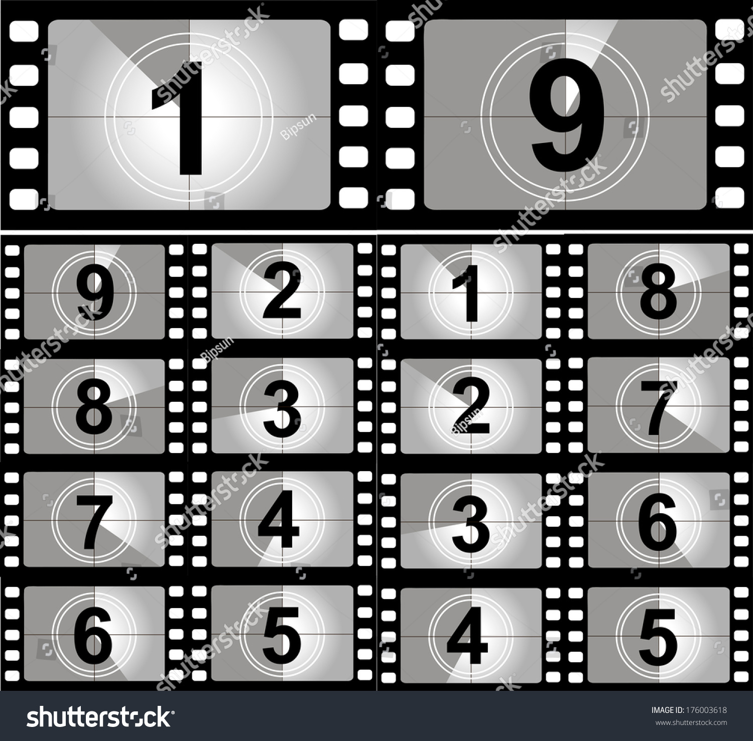 Film Countdown Numbers. Vector Illustration - 176003618 : Shutterstock