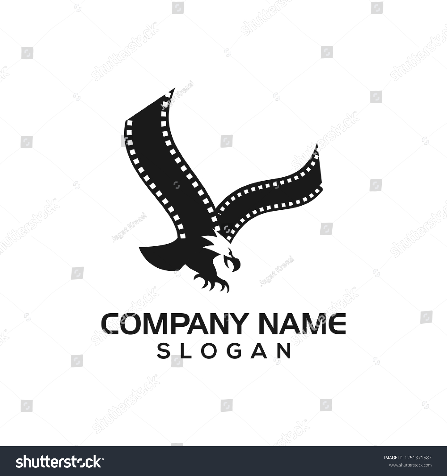 Film Roll Eagle Wings Entertainment Art Stock Vector