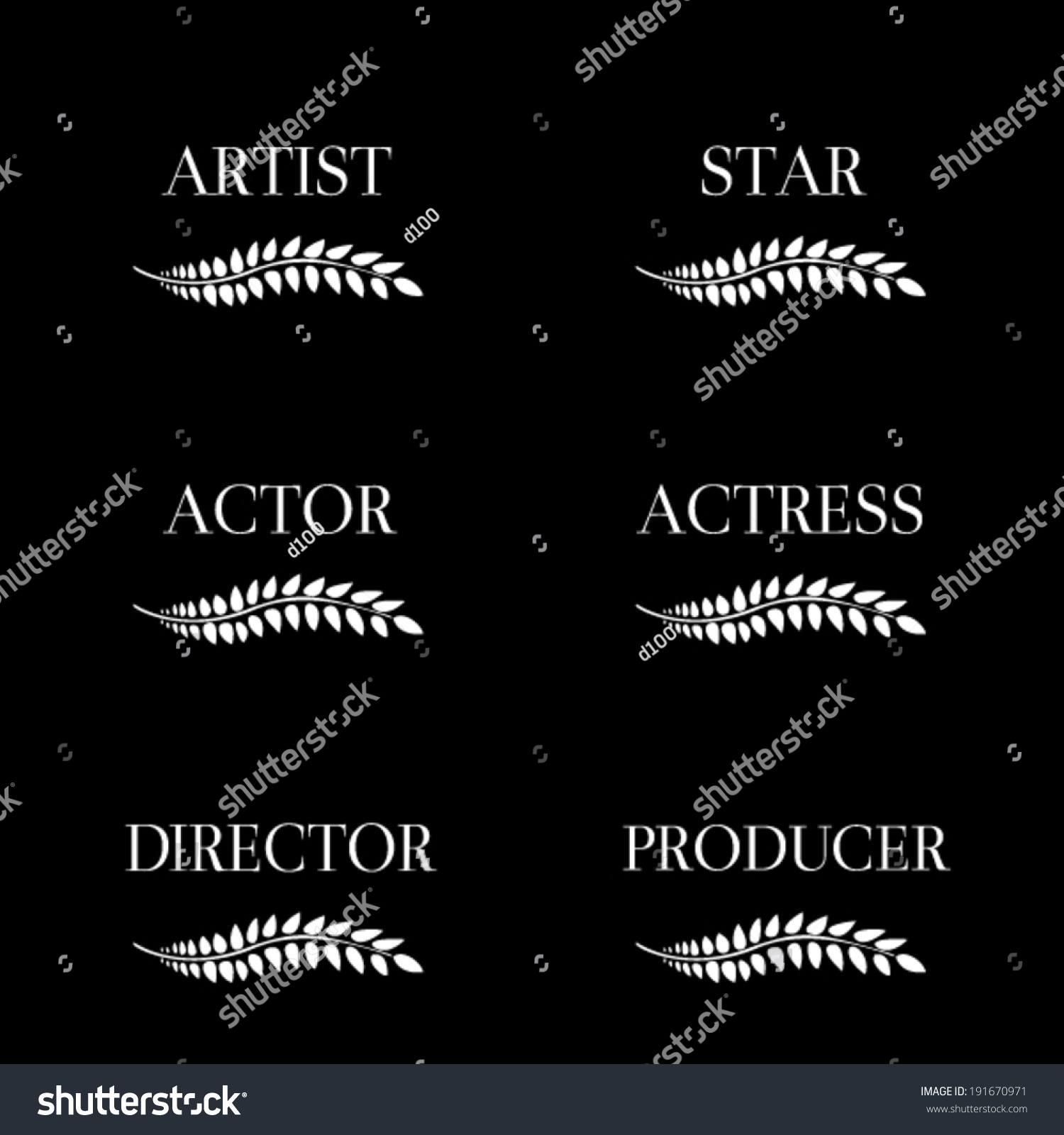 Film Stars Laurels Black White 2 Stock Vector 191670971 - Shutterstock
