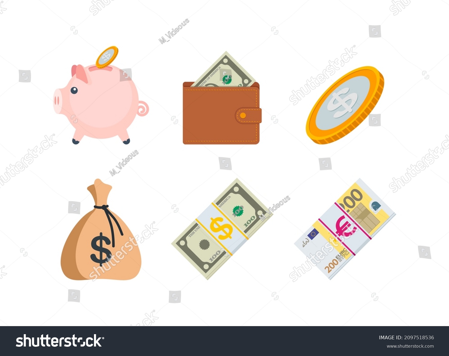 SVG of Finance color icon set. Vector Money, business and finance emoji illustration collection svg