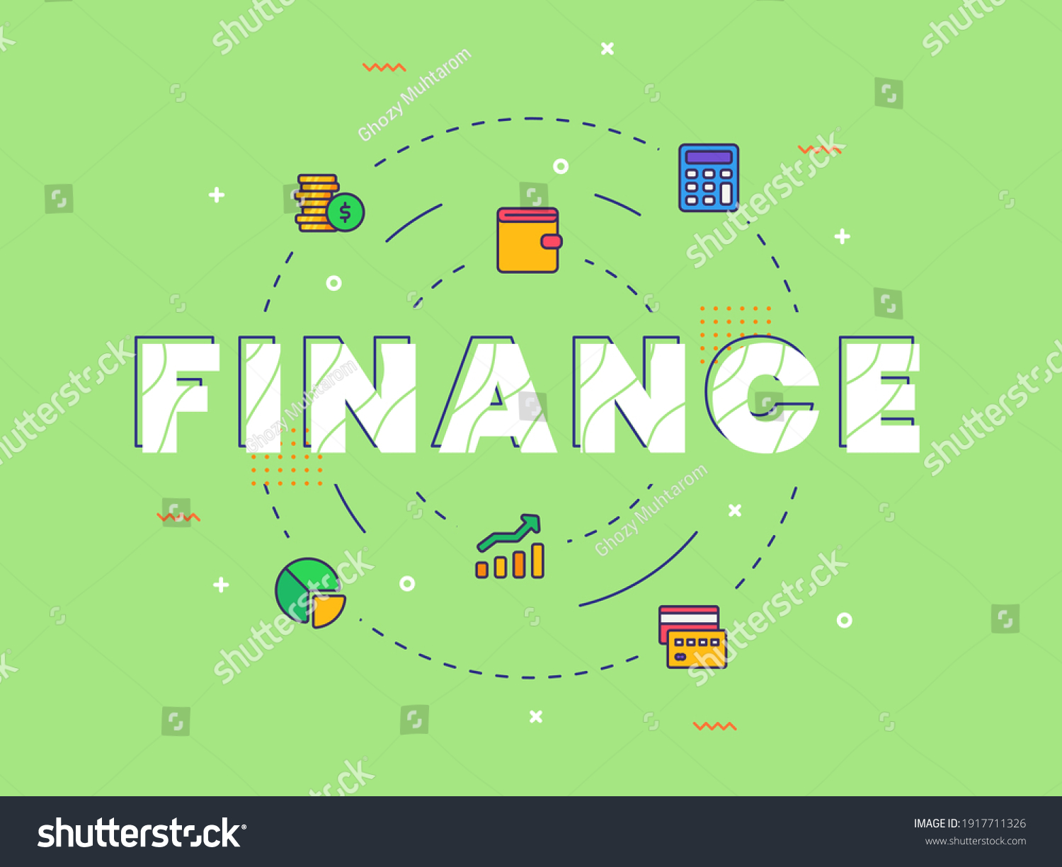 Finance Typography Calligraphy Word Art Filled Stock Vector (Royalty ...