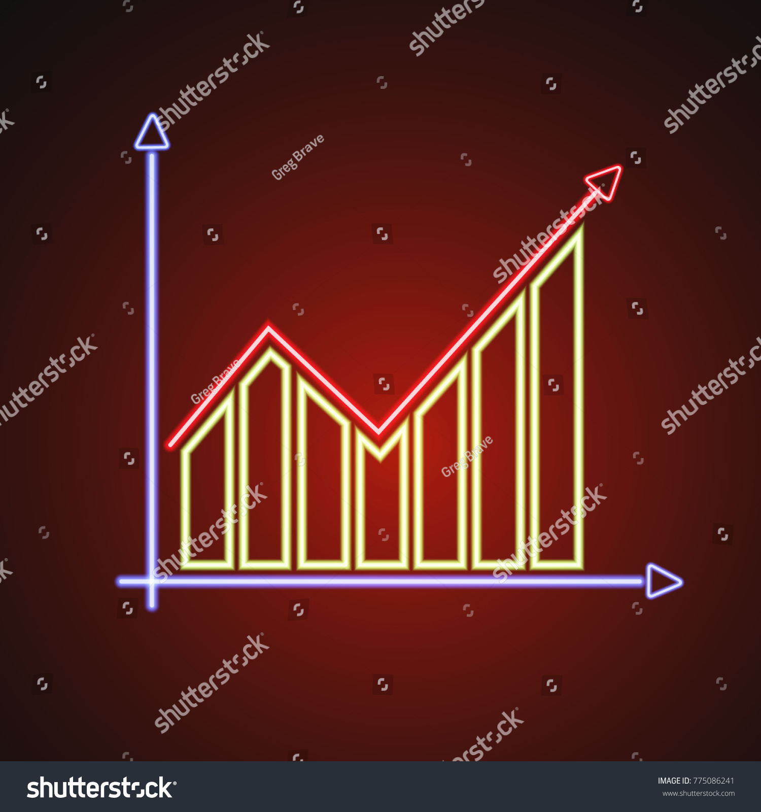 SVG of Financial graph stylized glowing neon illustration svg