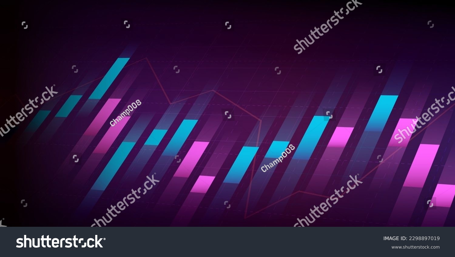 SVG of Financial graph with trend line chart in stock market on neon color background svg