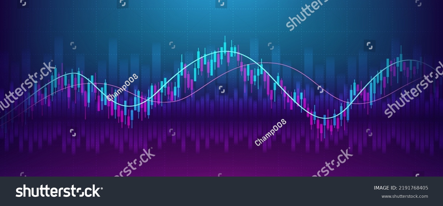 SVG of Financial graph with up trend line chart in stock market on neon color background svg