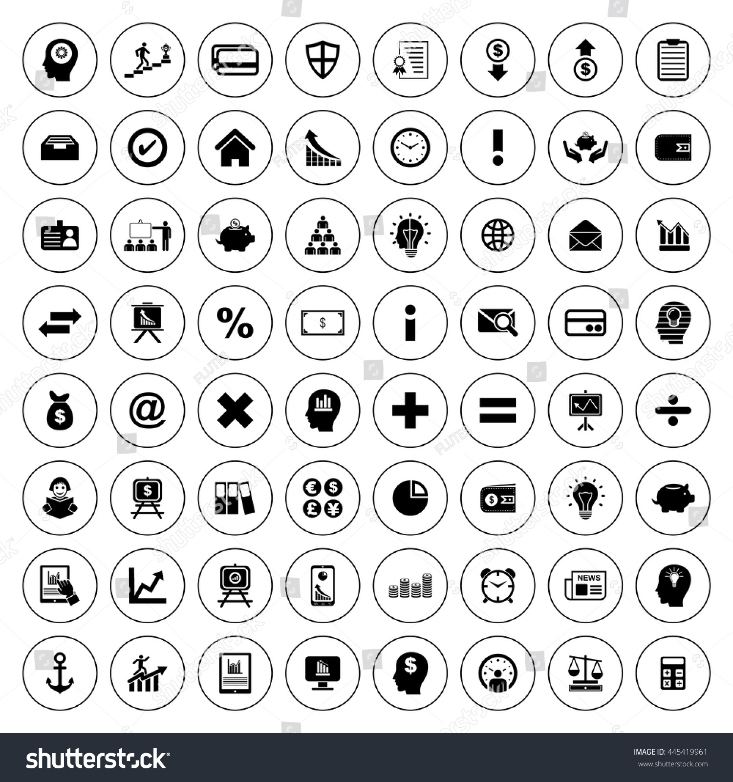 Financial Icon Set Eps10 Stock Vector 445419961 - Shutterstock