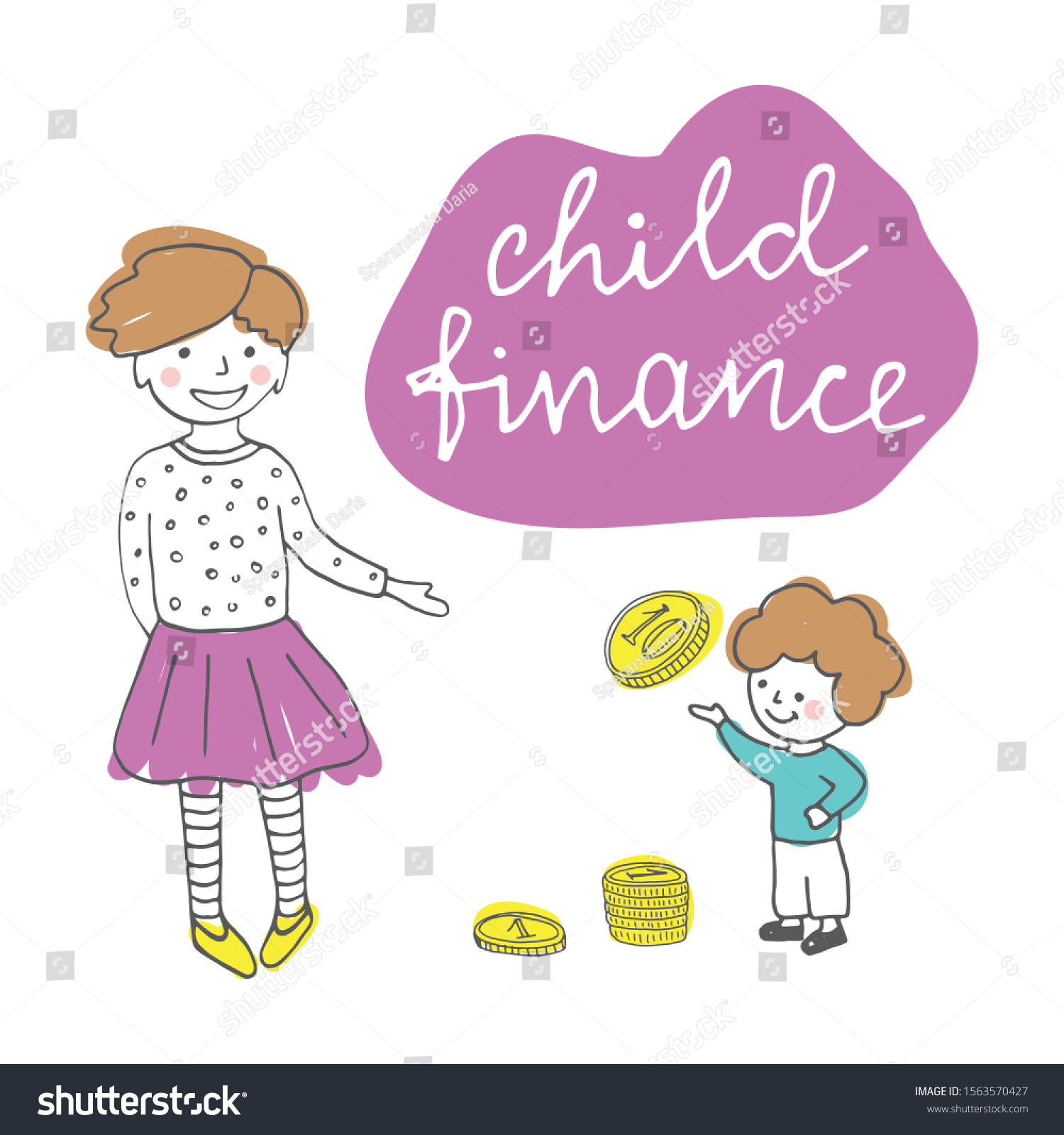 Financial Literacy Kids Hand Drawn Vector Stock Vector (Royalty Free ...