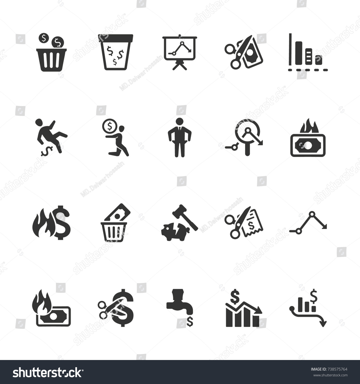 Financial Loss Icons Stock Vector (Royalty Free) 738575764 | Shutterstock