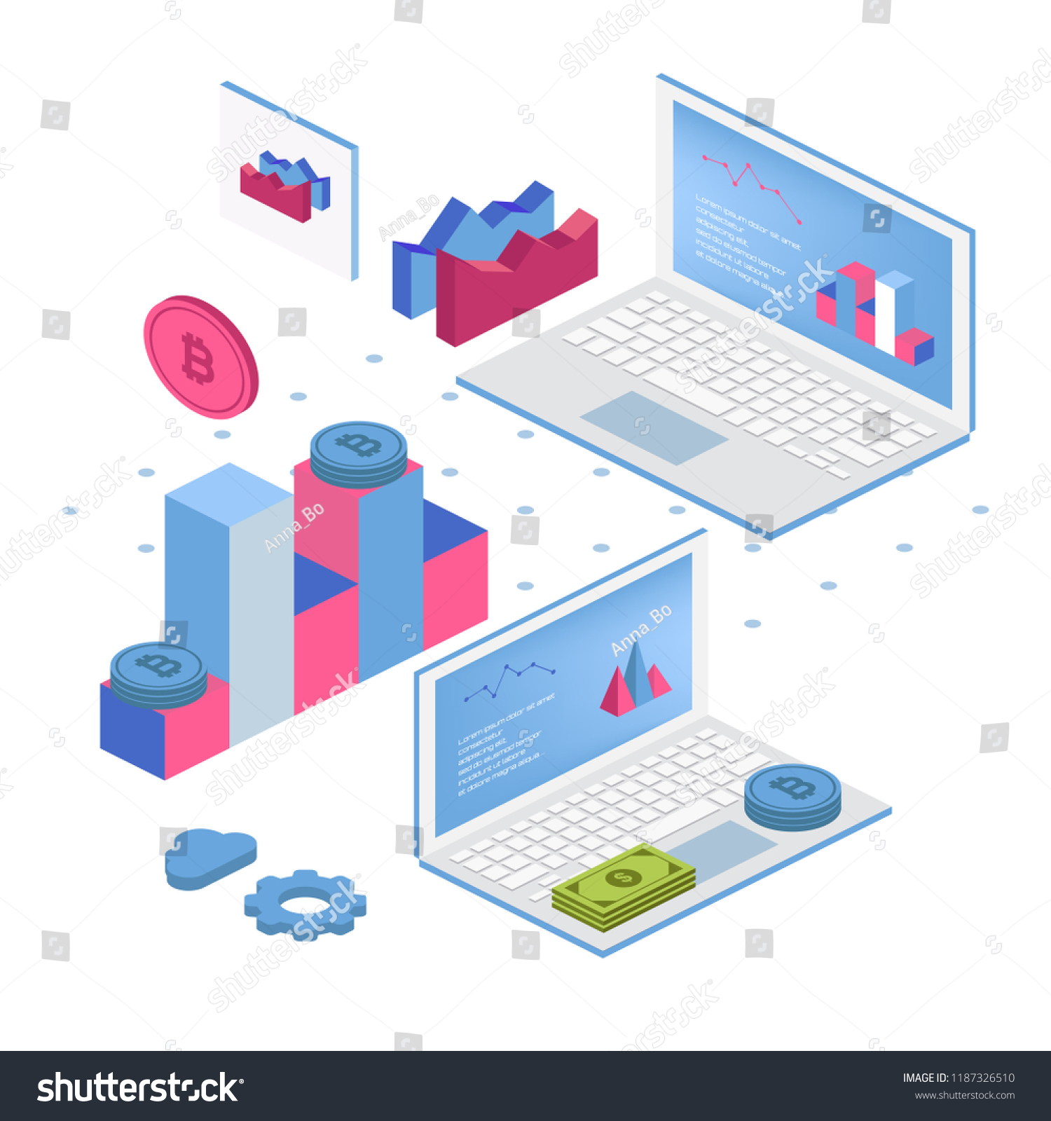 Financial Technology Flowchart Basic Income Mining Stock Vector 