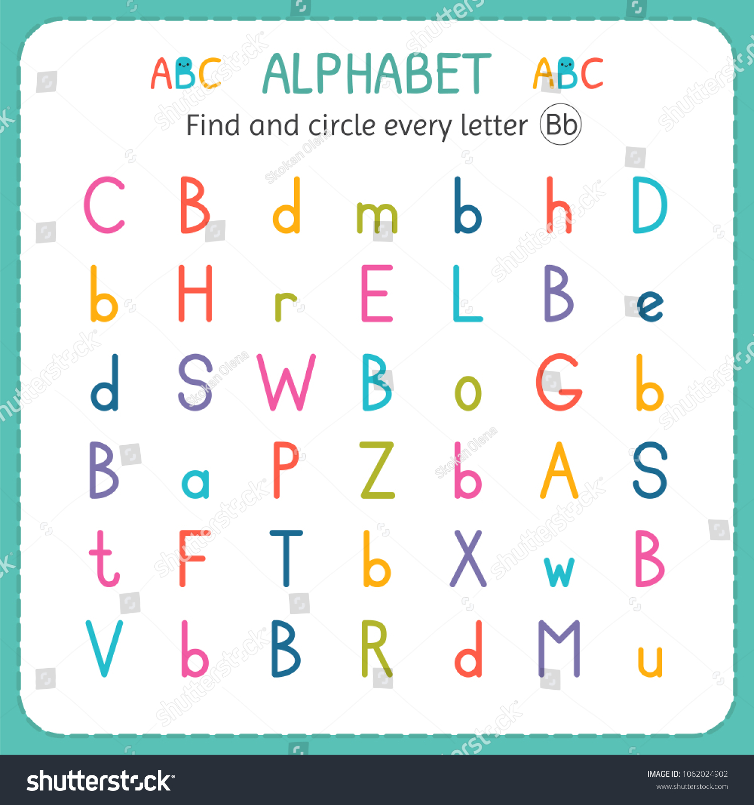 find circle every letter b worksheet stock vector royalty free 1062024902 shutterstock