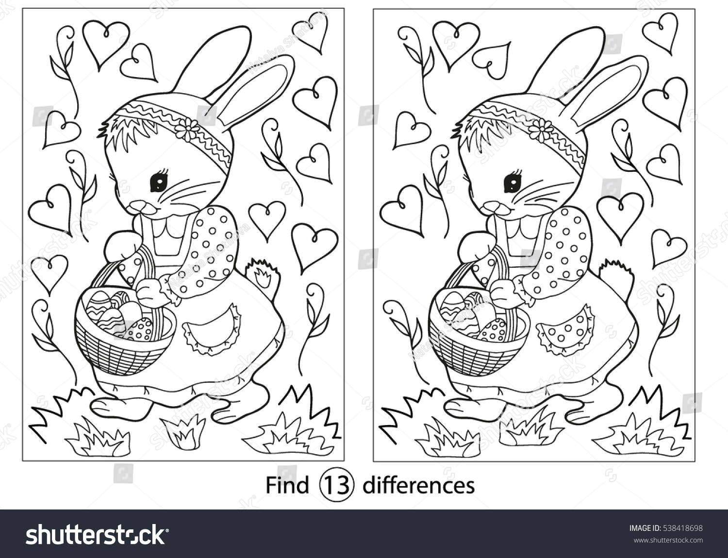 Find Differences Education Game Children Rabbit Stock Vector (Royalty ...