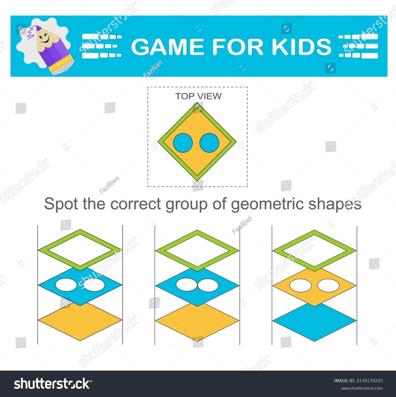 Find Correct Group Geometric Shapes Attention Stock Vector (Royalty ...