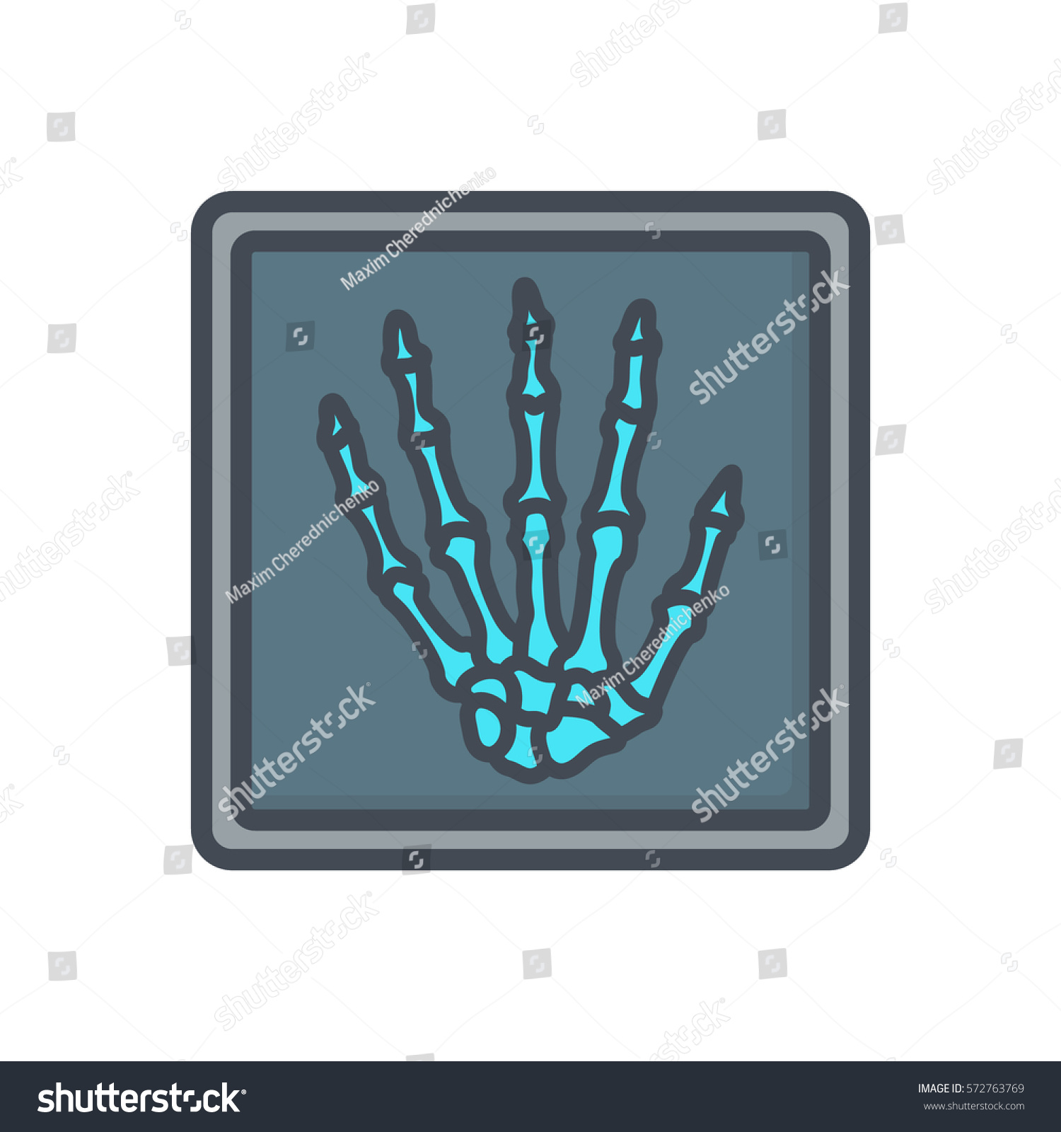 blue hand bones x-ray on gray background clip art preview