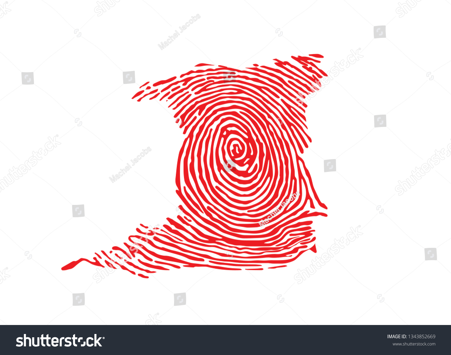 Fingerprint Map Trinidad Tobago Designed Red Stock Vector (Royalty Free ...