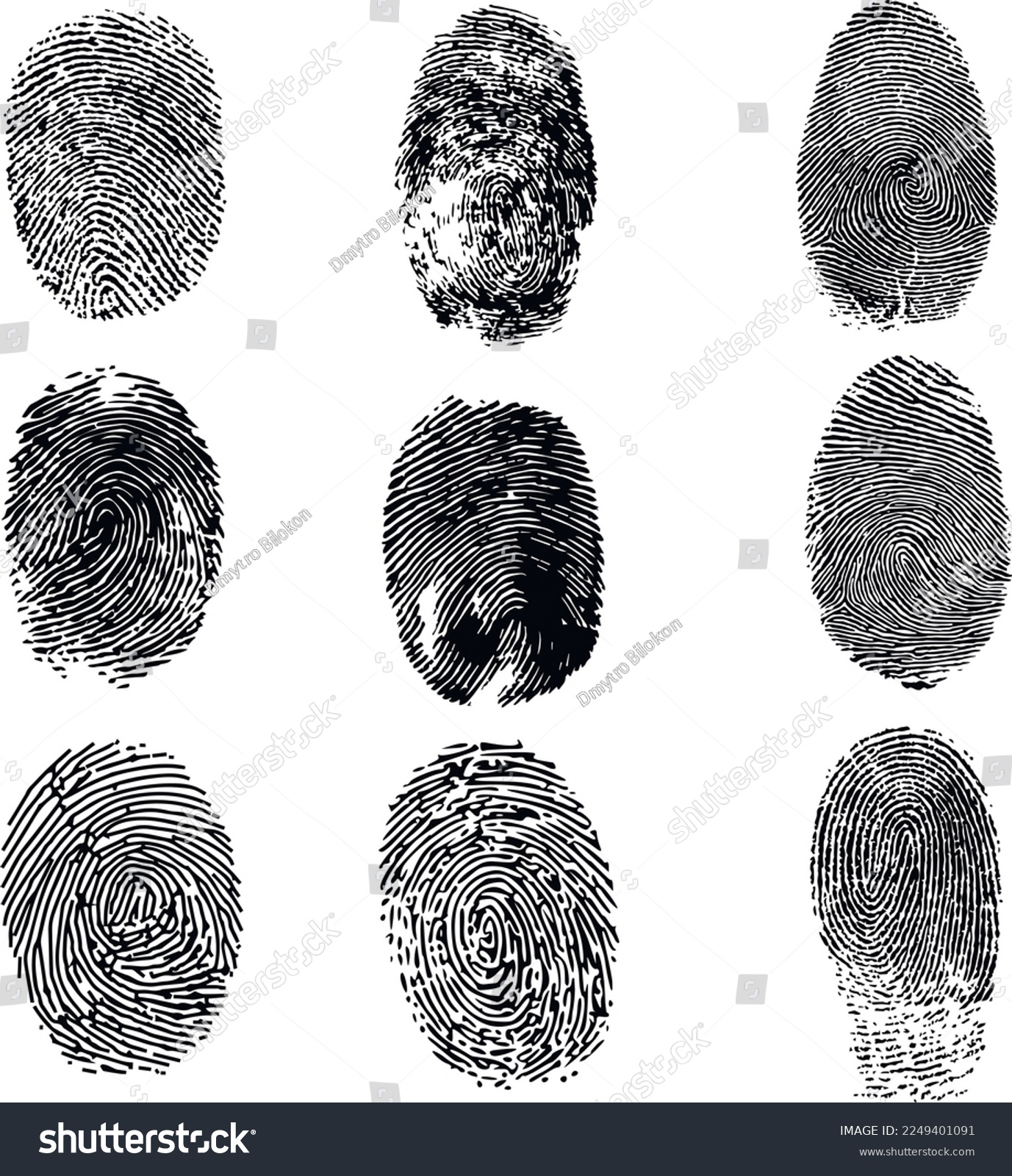 SVG of Fingerprint silhouette set, dactylogram, SVG Vector svg