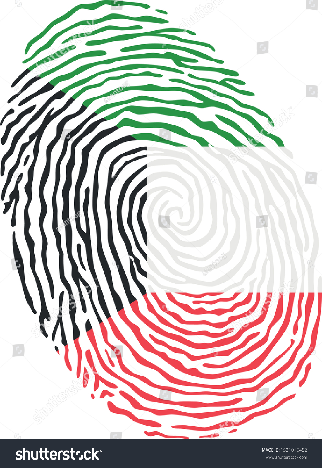 Fingerprint Vector Colored National Flag Kuwait Stock Vector (Royalty ...