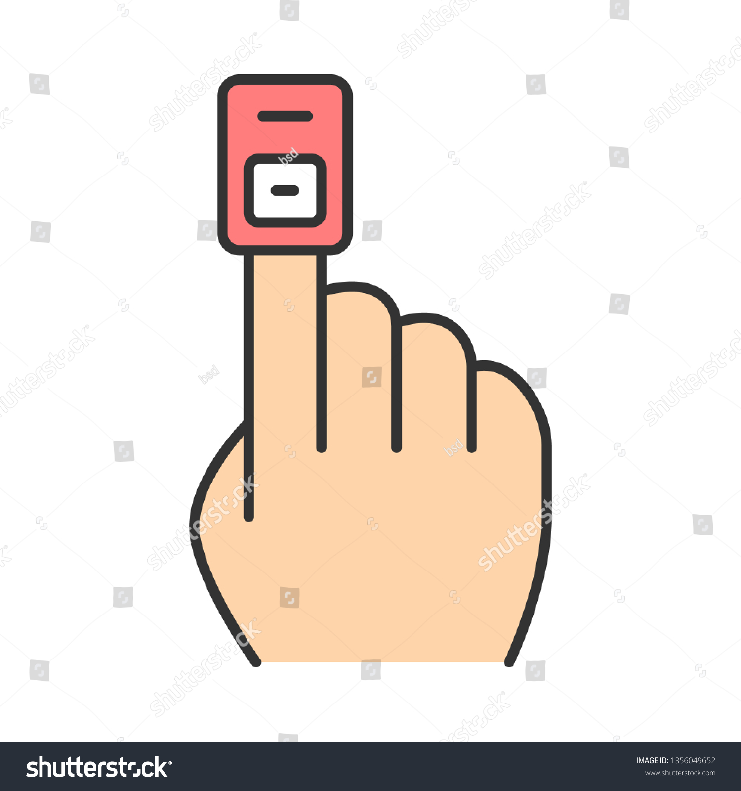 Fingertip Pulse Oximeter Color Icon Finger Stock Vector Royalty